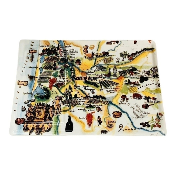 Large PLATTER Williams Sonoma Marc Lacaze 2009 Culinary Wine Map of France Tray - Picture 2 of 5
